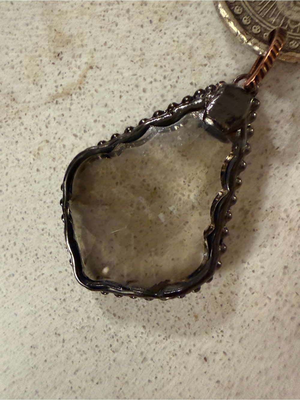 Layered Pendant Necklace with Brown and Black Accents Boho Coin - Picture 8 of 9